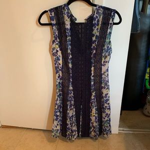 Navy flour silk dress